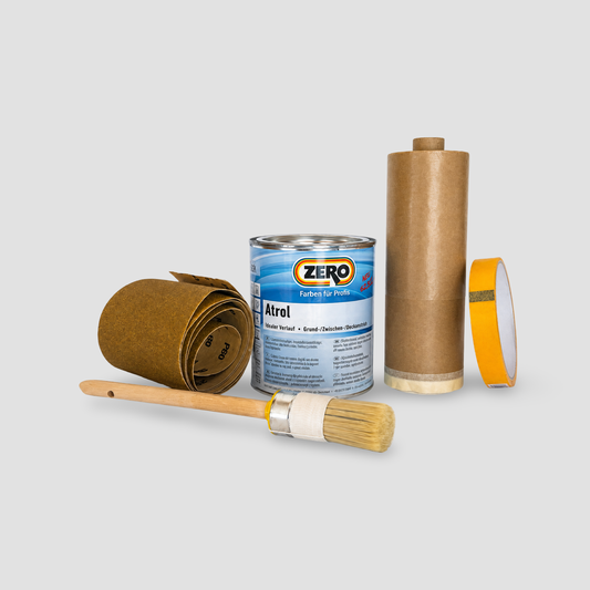 Fenster-Lackier-Set Basic – Inhalt des Sets mit Material und Werkzeug