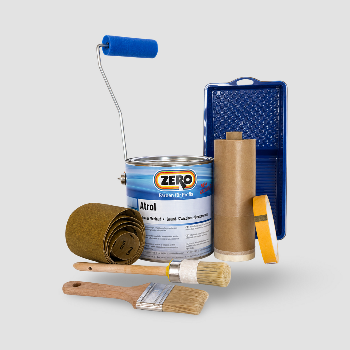 Fenster-Lackier-Set Comfort – Inhalt des Sets mit Material und Werkzeug