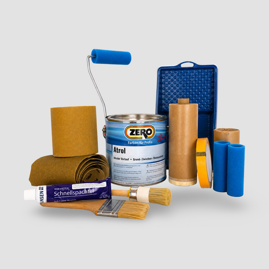 Fenster-Lackier-Set Premium – Inhalt des Sets mit Material und Werkzeug