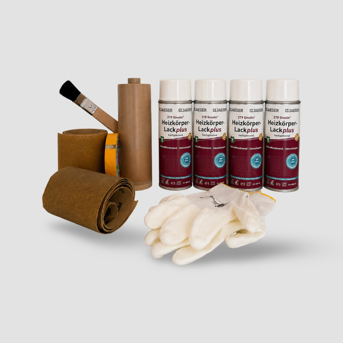 Heizkörper-Lackier-Set Comfort – Inhalt des Sets mit Material und Werkzeug