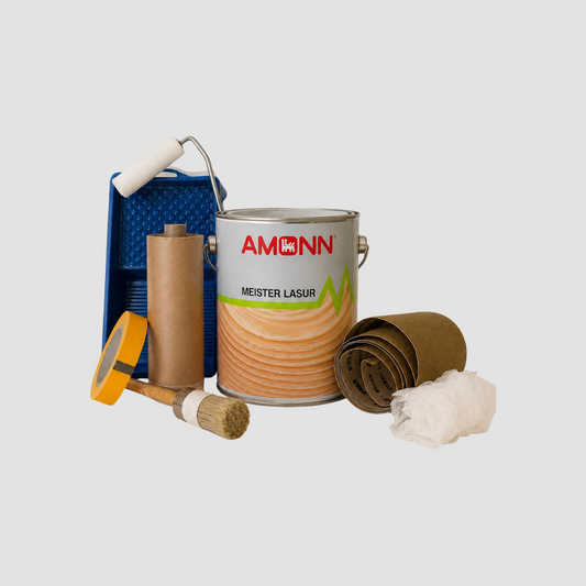 Holzlasur-Set Comfort – Inhalt des Sets mit Material und Werkzeug