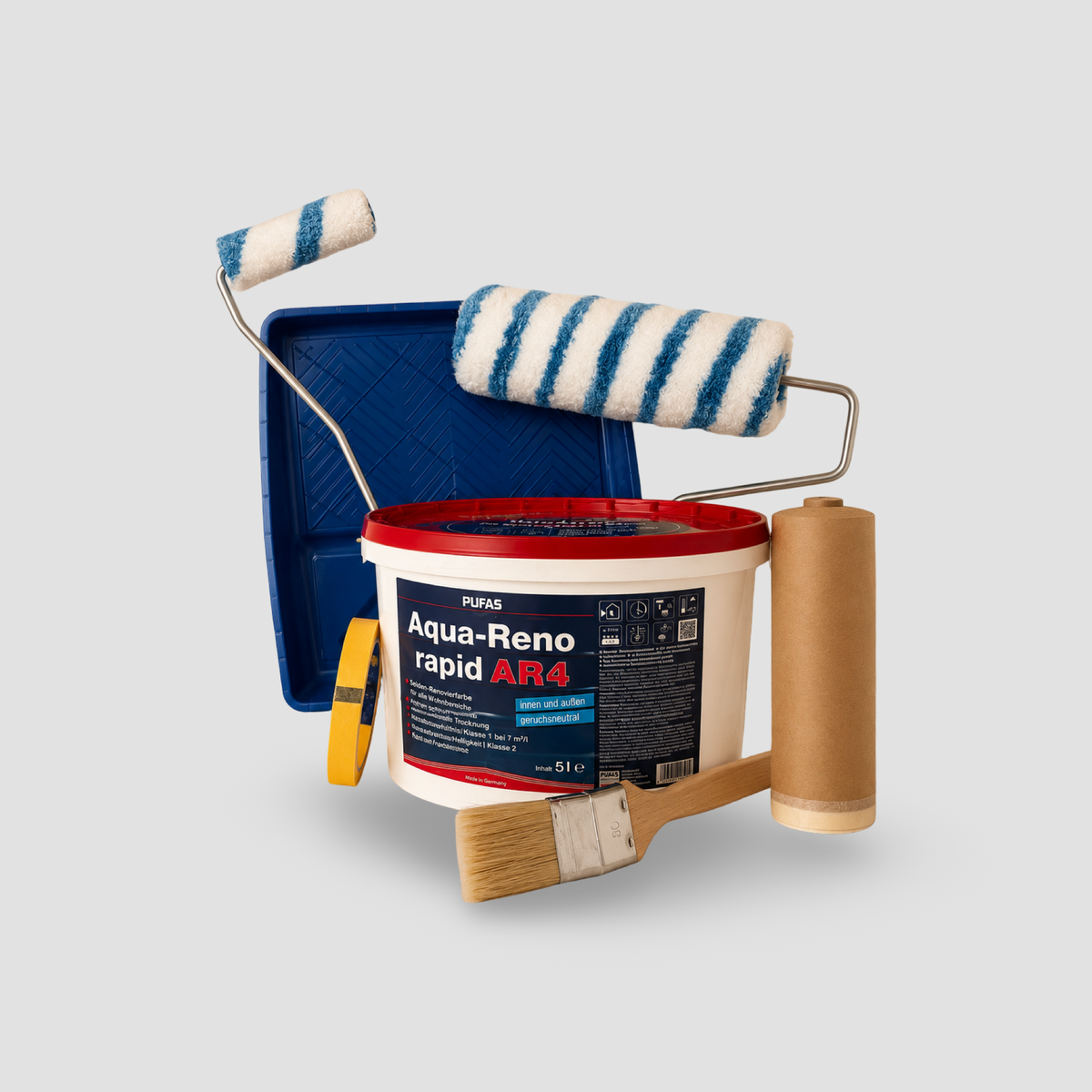 Raucherwohnungs-Set Basic – Inhalt des Sets mit Material und Werkzeug
