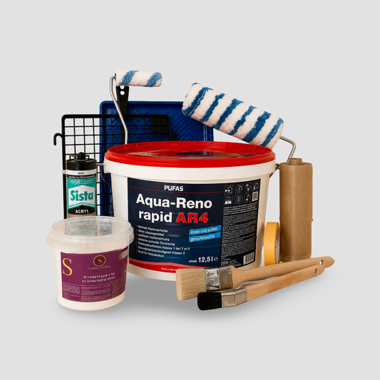 Raucherwohnungs-Set Premium – Inhalt des Sets mit Material und Werkzeug