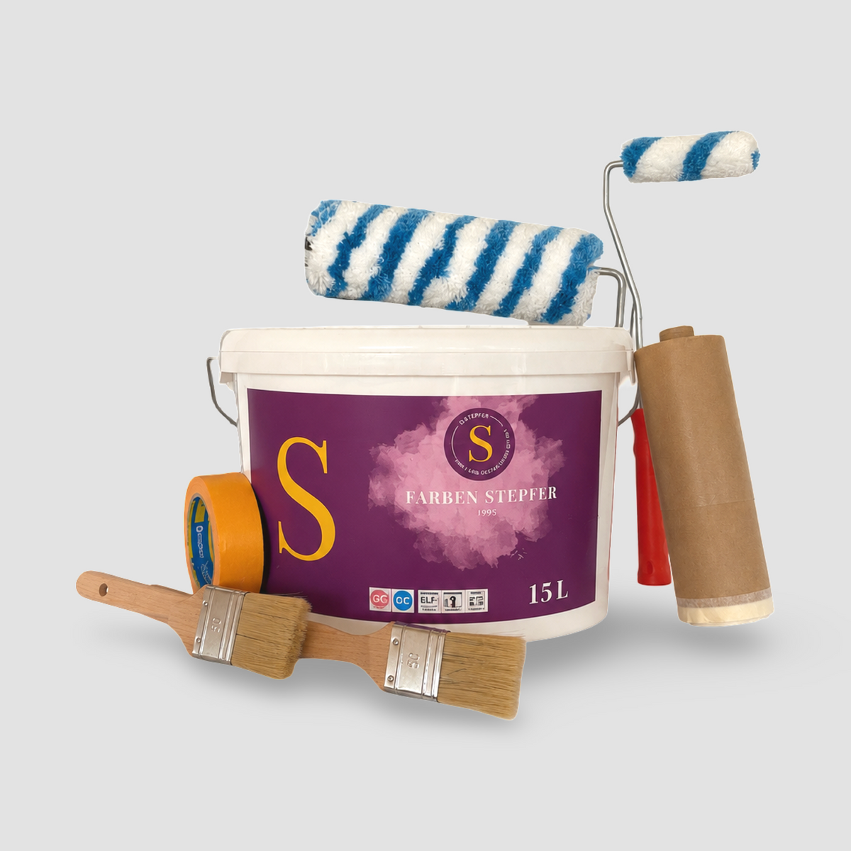 Raum-Streichset Comfort – Inhalt des Sets mit Material und Werkzeug